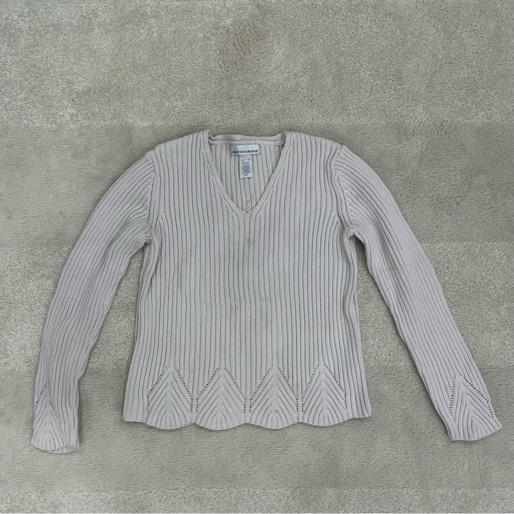 JONES NEW YORK SPORT Women's V-Neck Textured Sweater Size M
